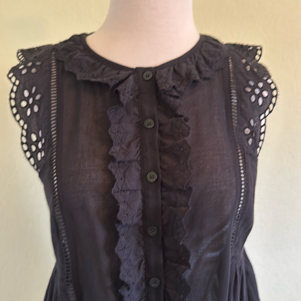 To the Max Buttoned Cotton Black Blouse